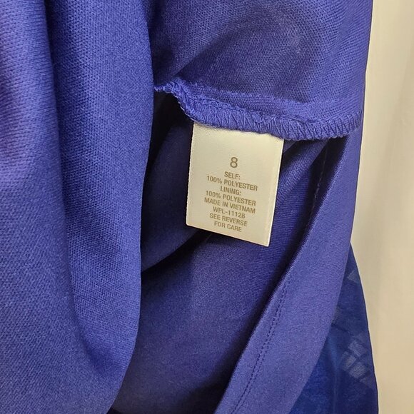 Luxie By Carmen Marc Valvo Blue Dress Size 8 Pockets Matching Belt Lined Zip - Picture 6 of 13